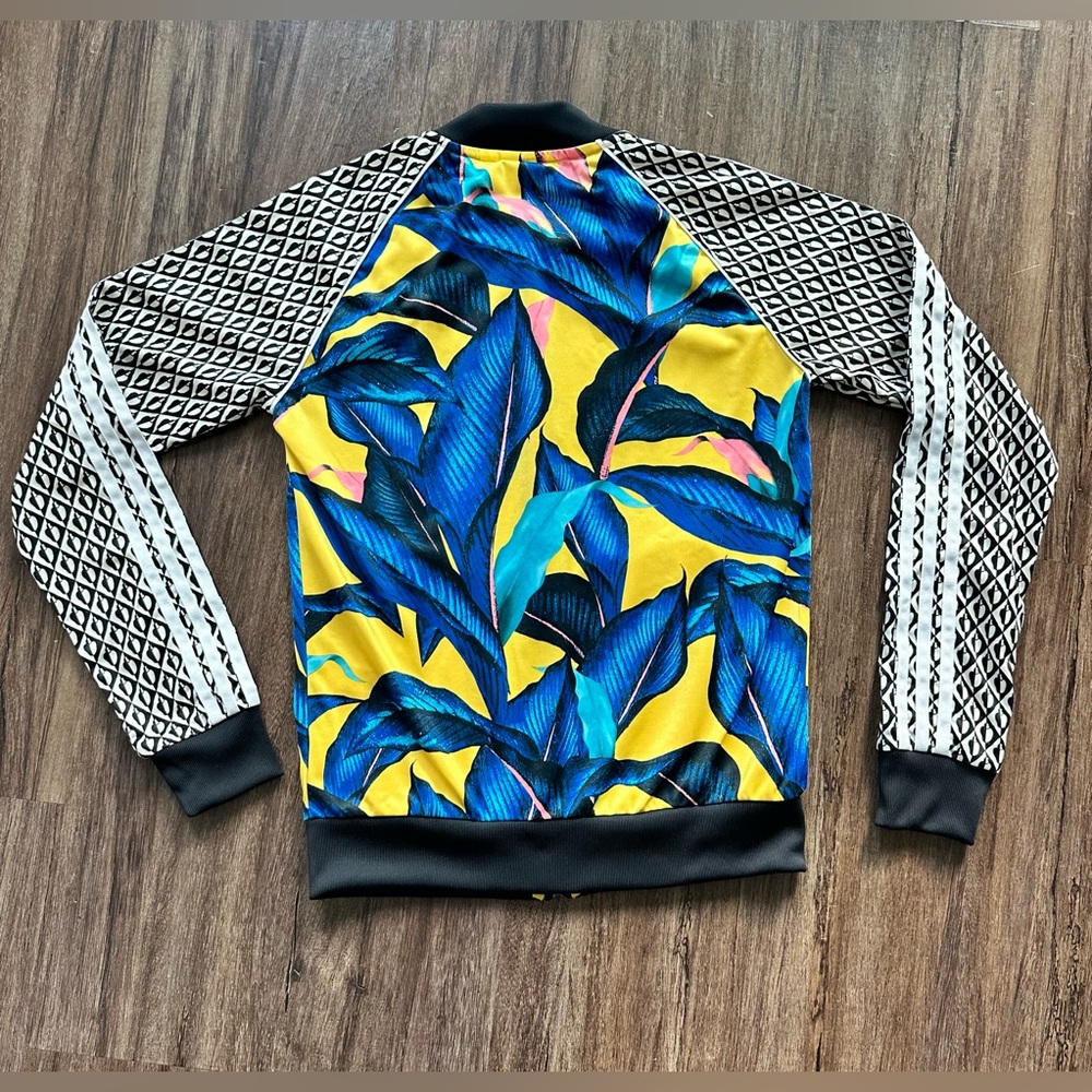 adidas Originals x Farm Rio Passinho Blue/Yellow Big Leaf Track Jacket. Size XS - Picture 9 of 16